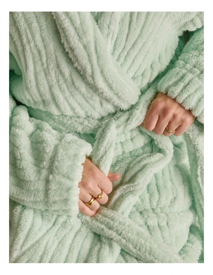 Fleur Darling Fluffy Robe in Soft Green image 2
