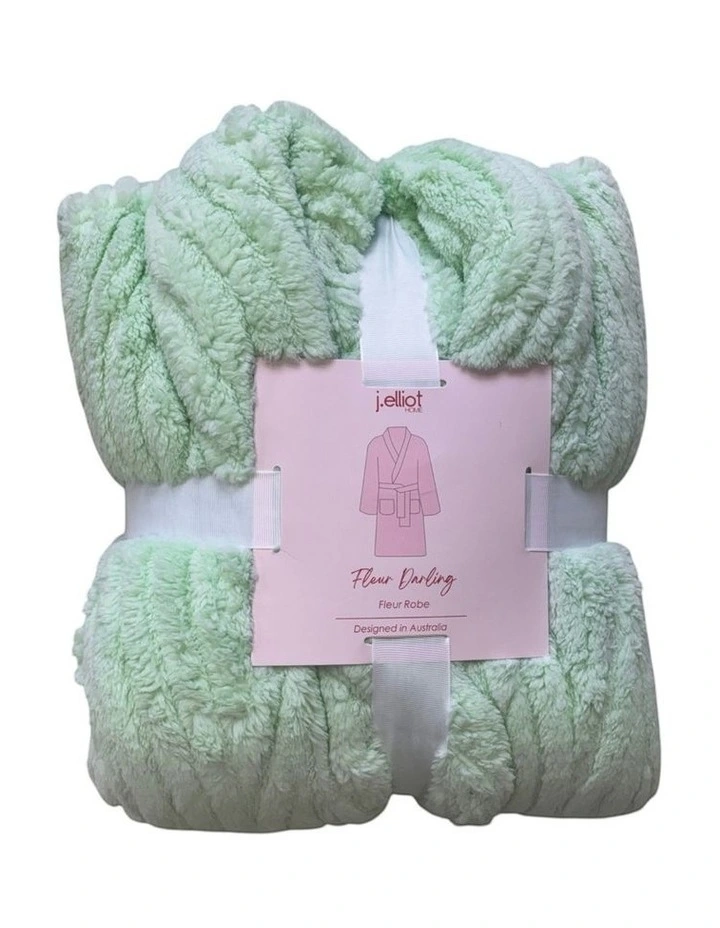 Fleur Darling Fluffy Robe in Soft Green image 3