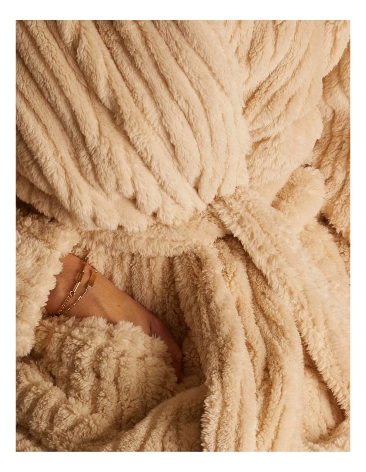 Fleur Darling Fluffy Robe in Beige image 2