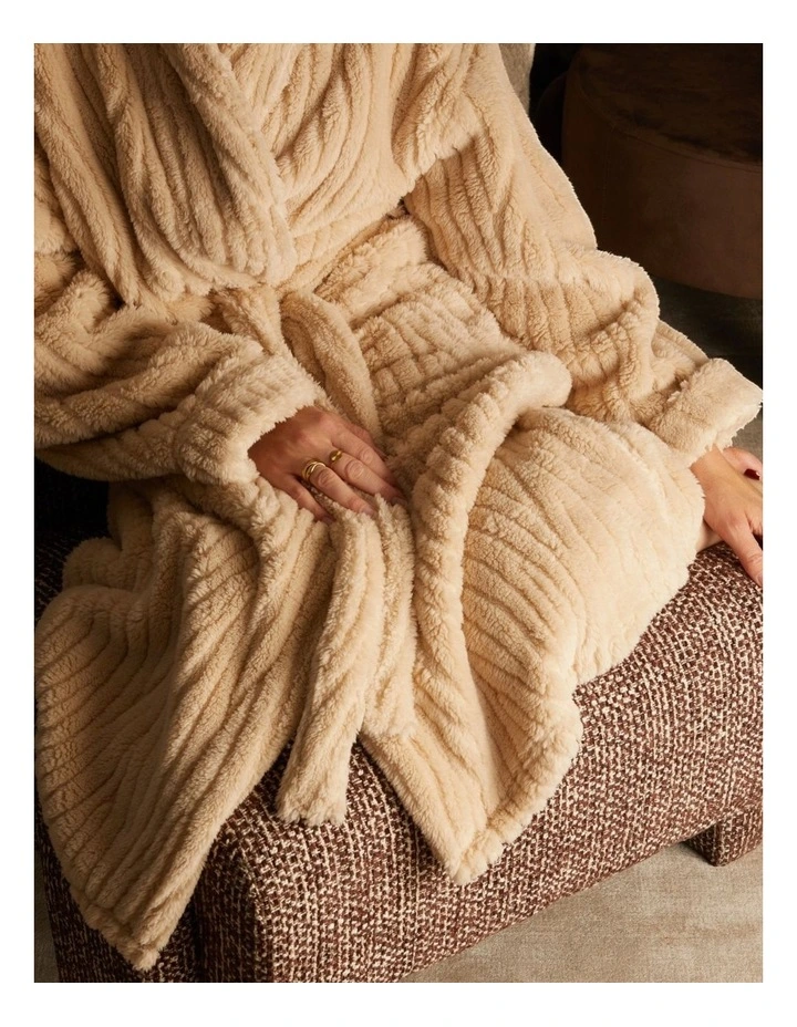 Fleur Darling Fluffy Robe in Beige image 3