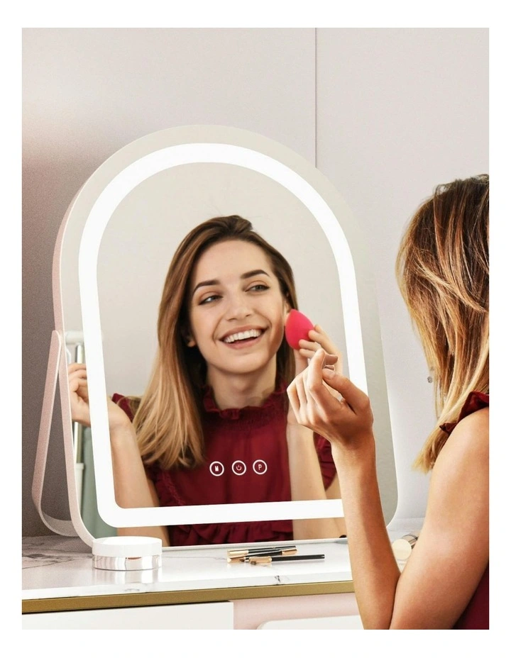 LED Stripe Light with 5x Magnification Rotation Makeup Mirror in White Arch image 5