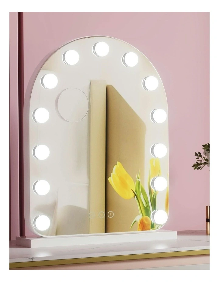 LED Bulb Light with 5x Magnification Makeup Mirror 40x50cm in White Arch image 3