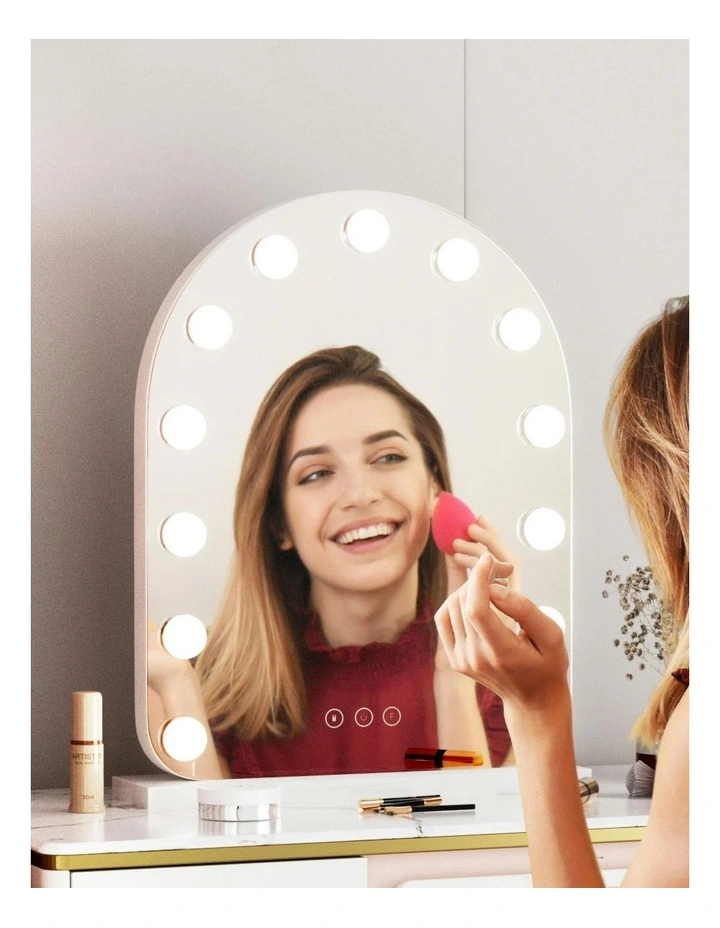 LED Bulb Light with 5x Magnification Makeup Mirror 40x50cm in White Arch image 5