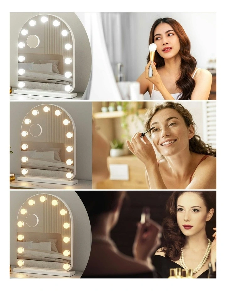 LED Bulb Light with 5x Magnification Makeup Mirror 40x50cm in White Arch image 6