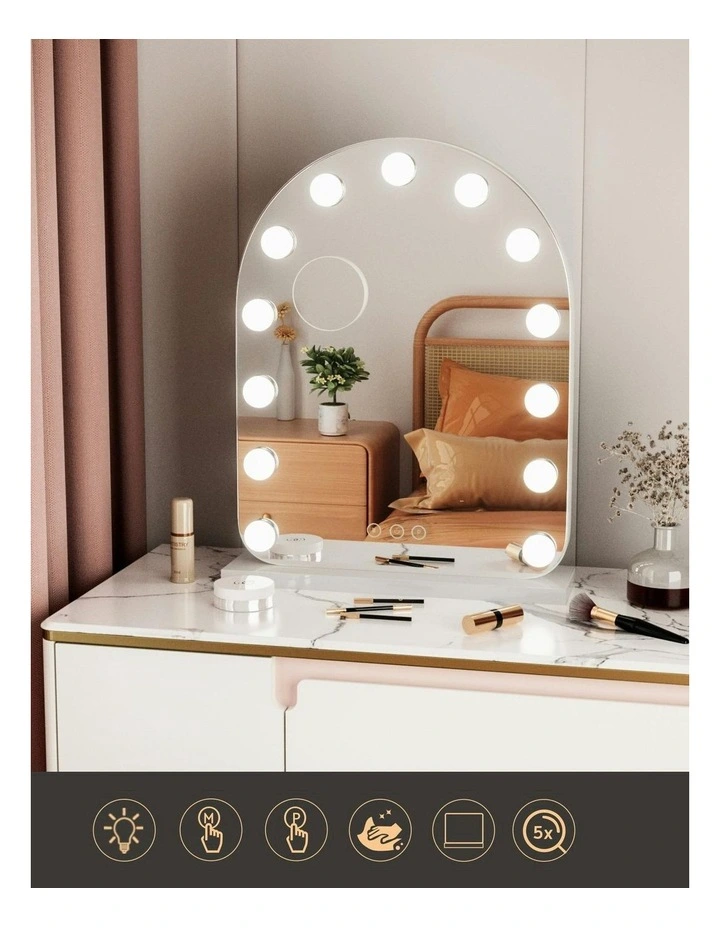 LED Bulb Light with 5x Magnification Makeup Mirror 40x50cm in White Arch image 7