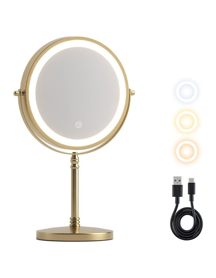 Lighted Makeup Mirror in Gold image 1