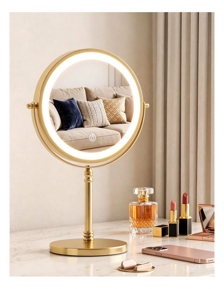 Lighted Makeup Mirror in Gold image 3