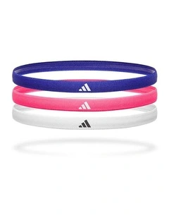 3pk Adidas Sport Hair Bands Elastic Lycra Non-Slip Lucid Blue Pink White