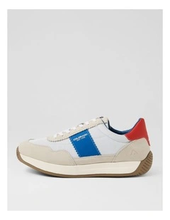Larny White Blue Red Suede Nylon Sneakers