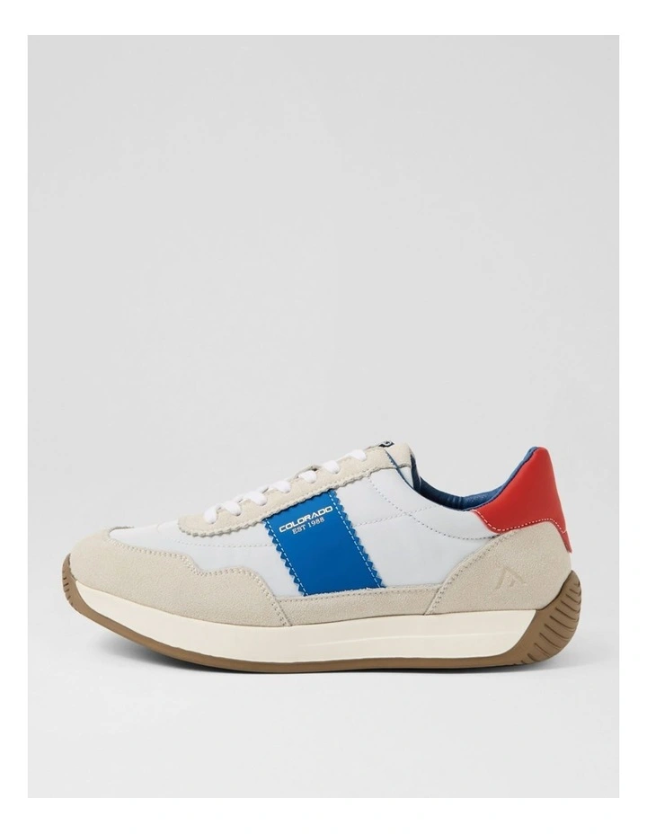 Larny White Blue Red Suede Nylon Sneakers image 1