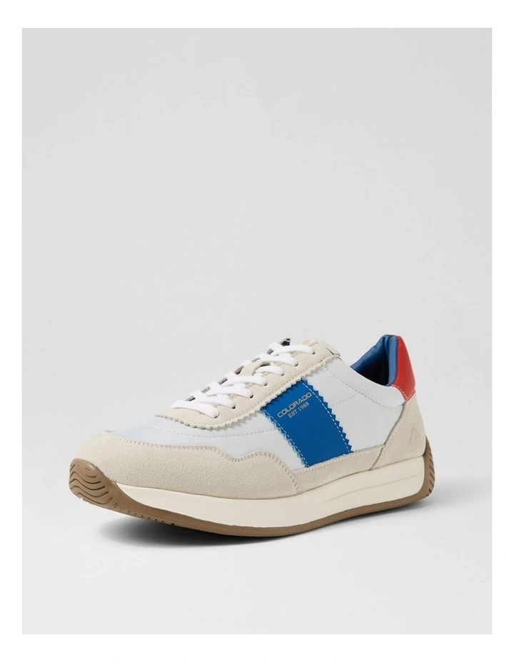 Larny White Blue Red Suede Nylon Sneakers image 2