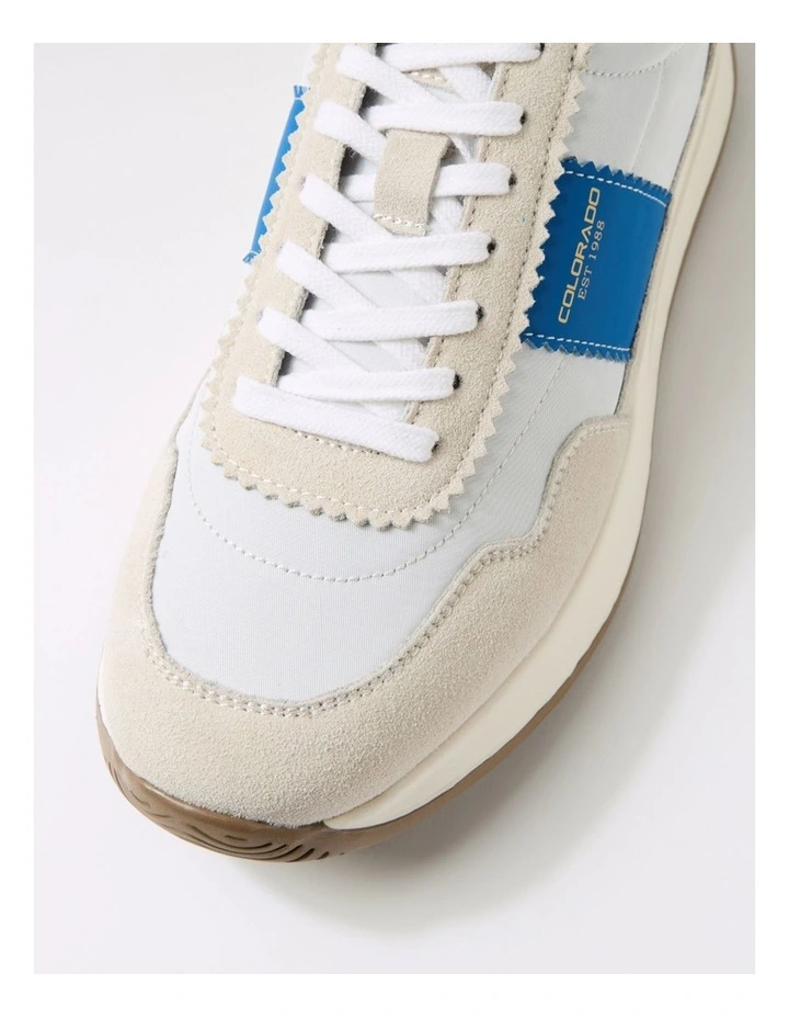 Larny White Blue Red Suede Nylon Sneakers image 4