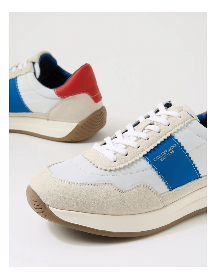 Larny White Blue Red Suede Nylon Sneakers image 5