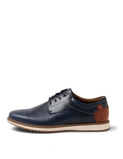 Shargo Leather Lace Up Flats in Navy
