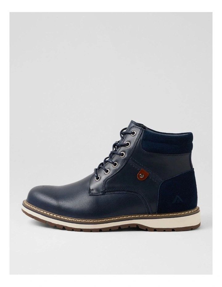 Shaco Navy Leather Lace Up Boots image 1
