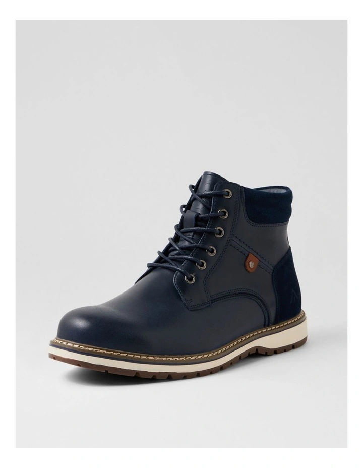 Shaco Navy Leather Lace Up Boots image 2