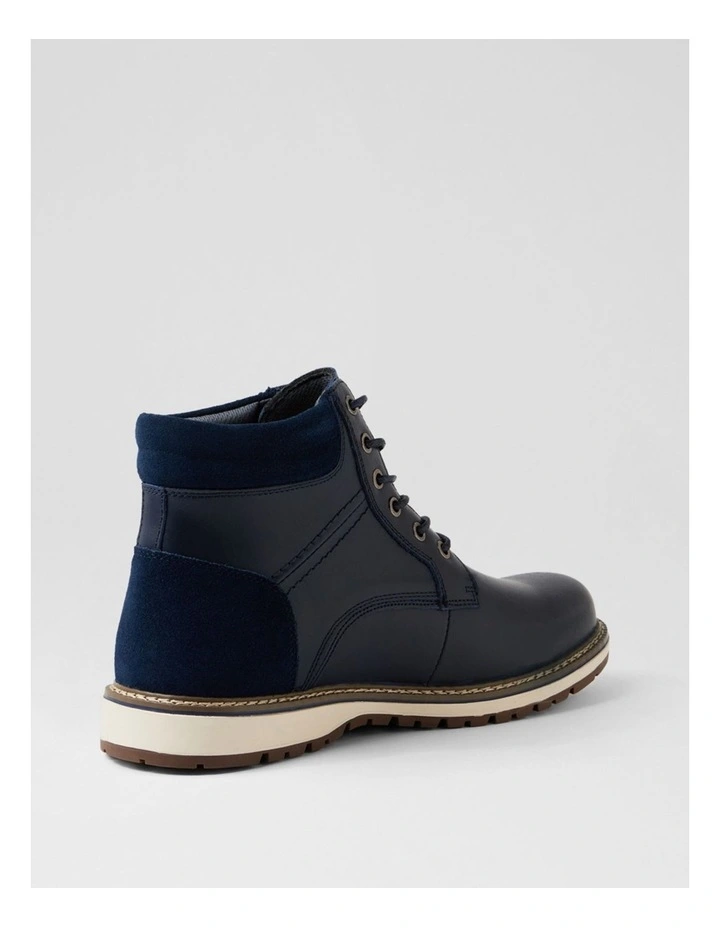 Shaco Navy Leather Lace Up Boots image 3