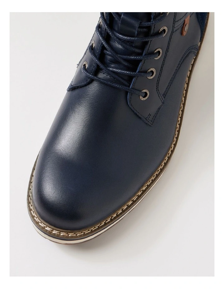 Shaco Navy Leather Lace Up Boots image 4