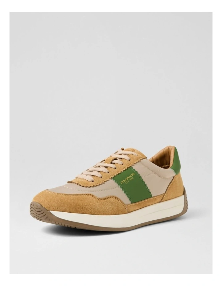 Larny Natural Green Suede Nylon Sneakers image 2