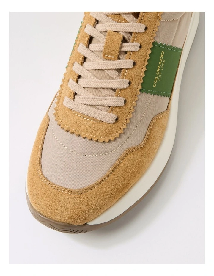 Larny Natural Green Suede Nylon Sneakers image 4