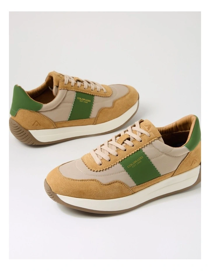 Larny Natural Green Suede Nylon Sneakers image 5