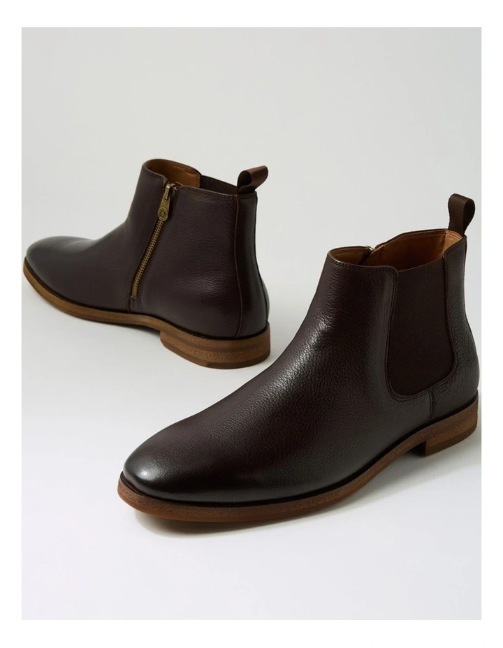 Lavas Dark Brown Tumble Leather Chelsea Boots image 5