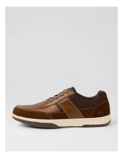 Vitale Dark Tan Pull Up Leather Sneakers