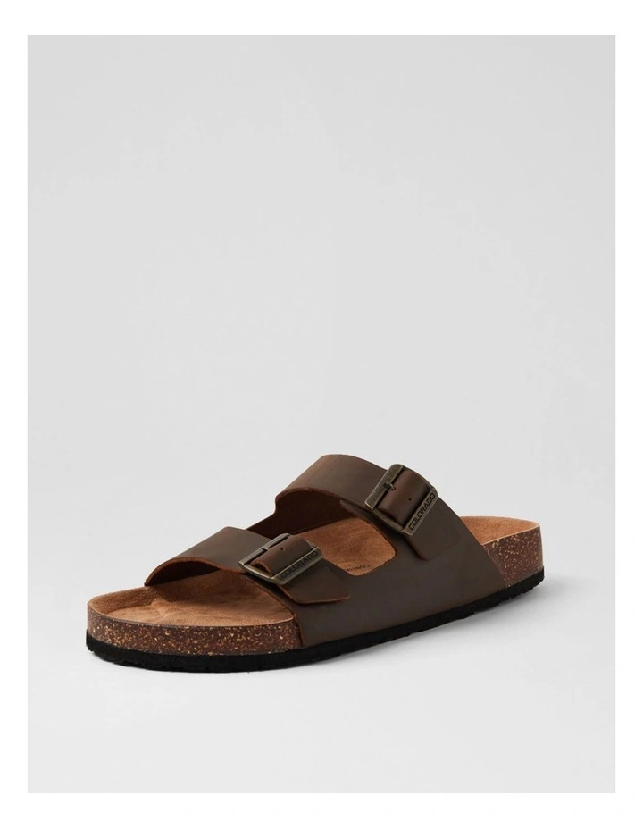 Farrah Mocca Crazyhorse Leather Slides image 2