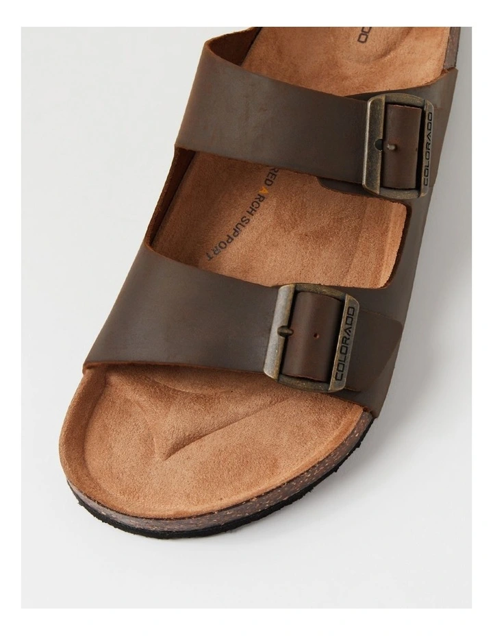 Farrah Mocca Crazyhorse Leather Slides image 4