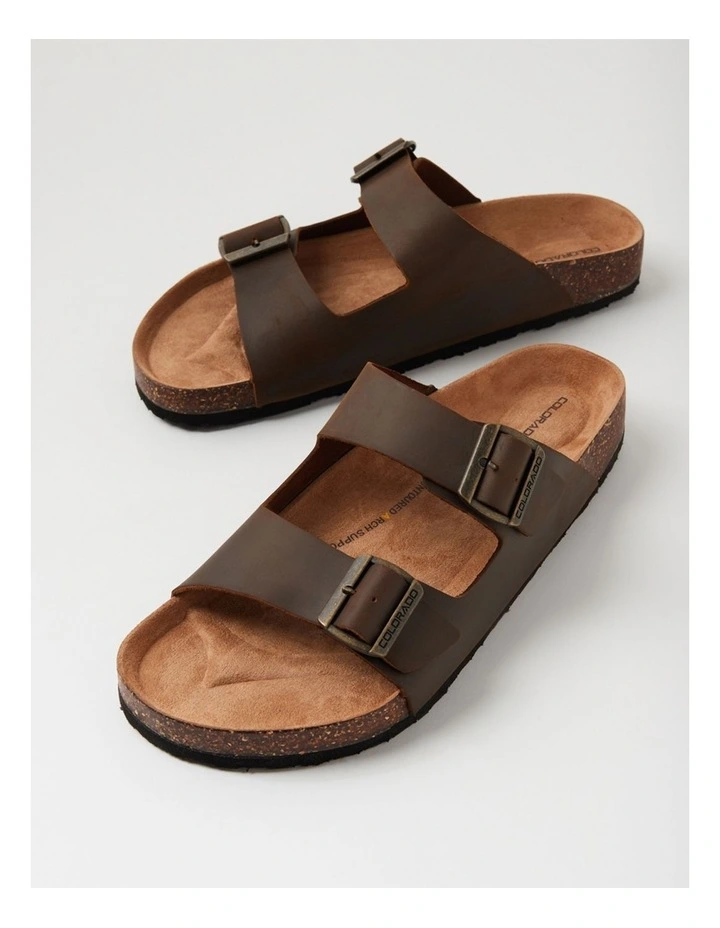 Farrah Mocca Crazyhorse Leather Slides image 5