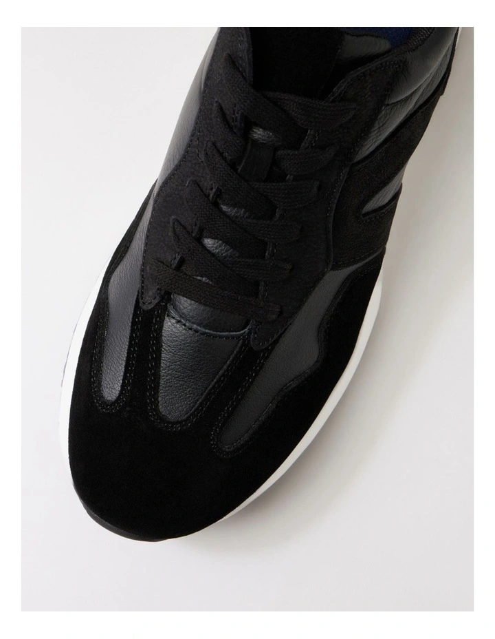Crescent Black Leather Sneakers image 4