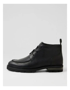 Gretch Black Leather Lace Up Boots