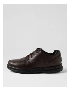 World Tour Classic Mens Brown Tumble Leather Lace Up Shoes