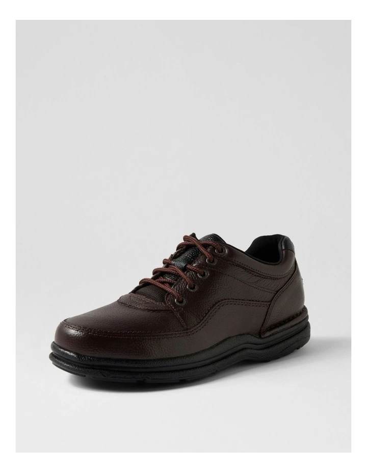 World Tour Classic Mens Brown Tumble Leather Lace Up Shoes image 2
