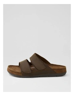 Pompei Brown Leather Slides