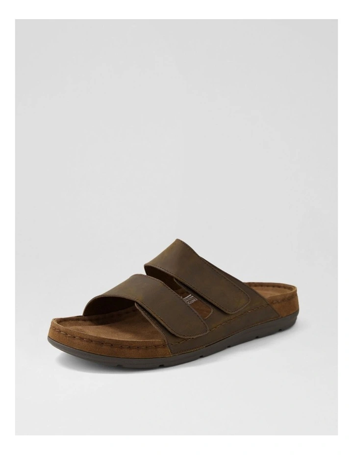 Pompei Brown Leather Slides image 2