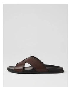 Sleigh Brown Leather Slides