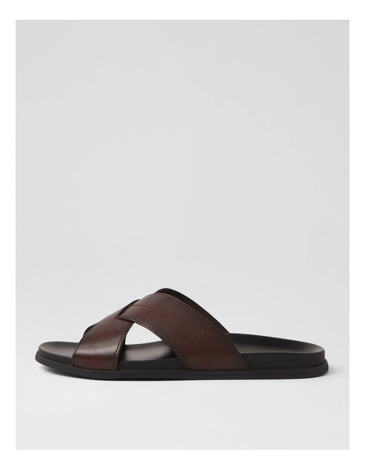 Sleigh Brown Leather Slides image 1
