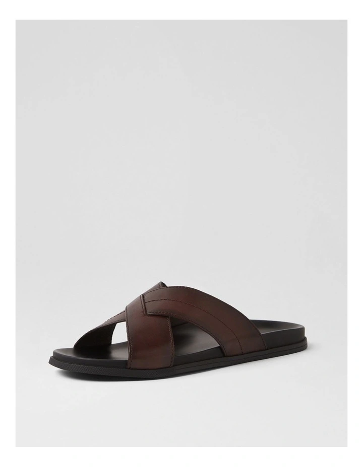 Sleigh Brown Leather Slides image 2