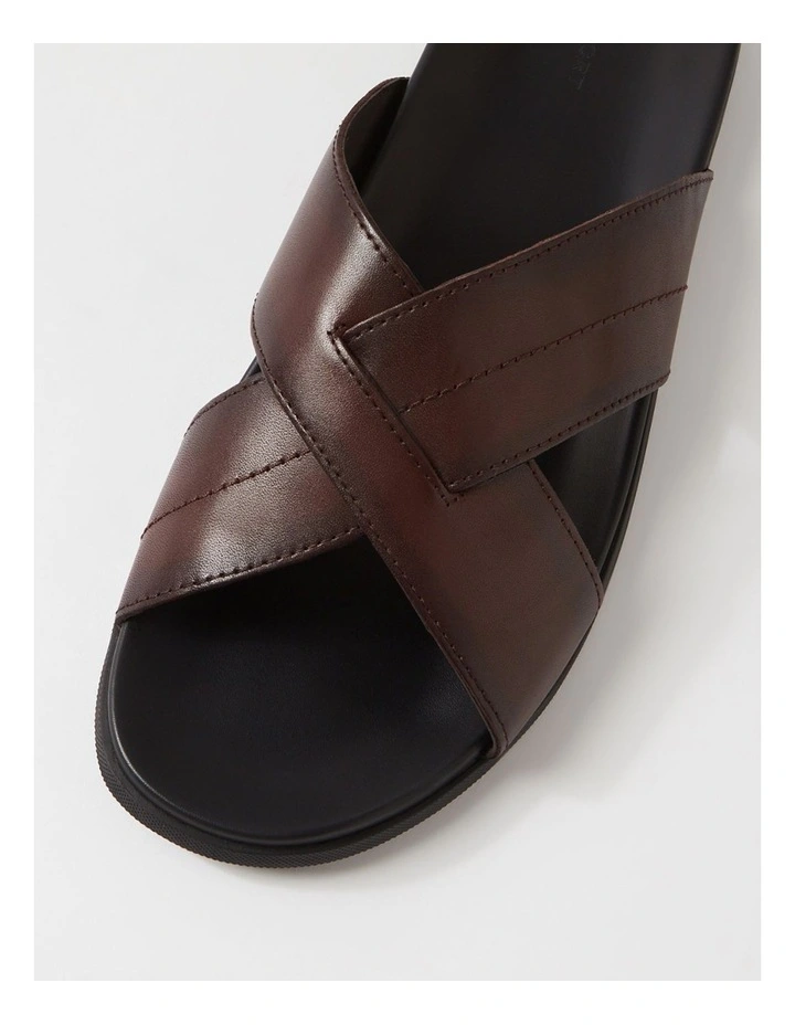 Sleigh Brown Leather Slides image 4