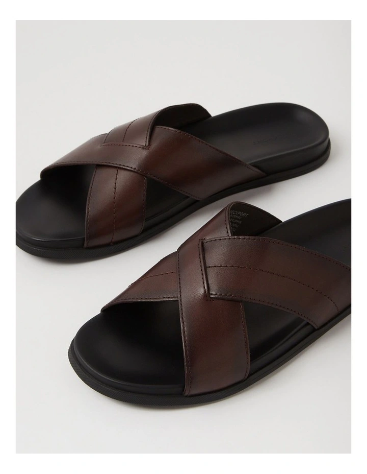 Sleigh Brown Leather Slides image 5
