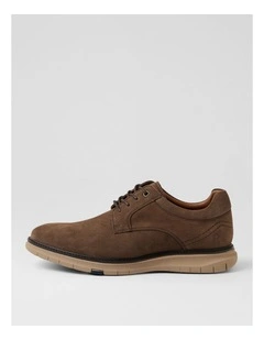 Dofoe Taupe Leather Lace Up Flats