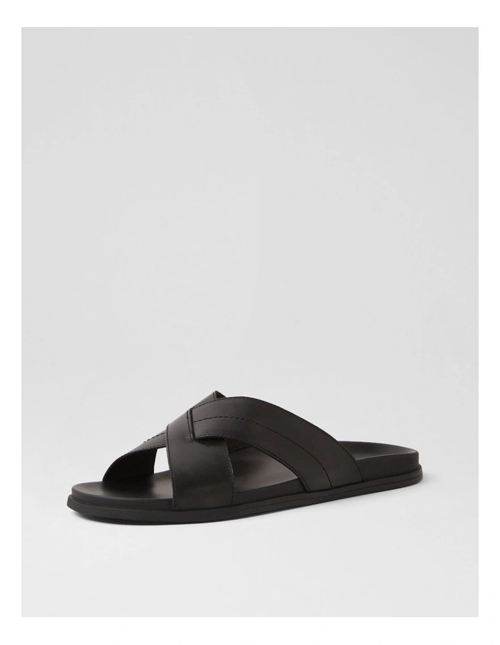Sleigh Black Leather Slides image 2