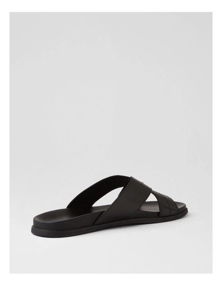 Sleigh Black Leather Slides image 3