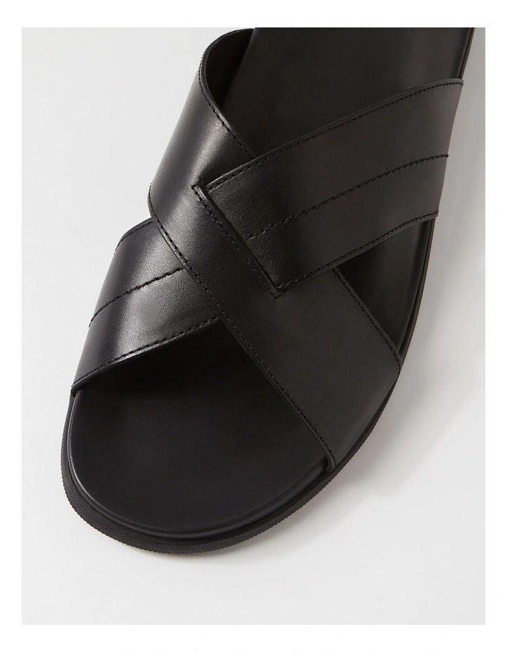 Sleigh Black Leather Slides image 4