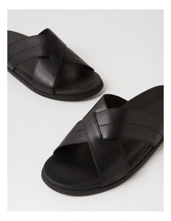 Sleigh Black Leather Slides image 5