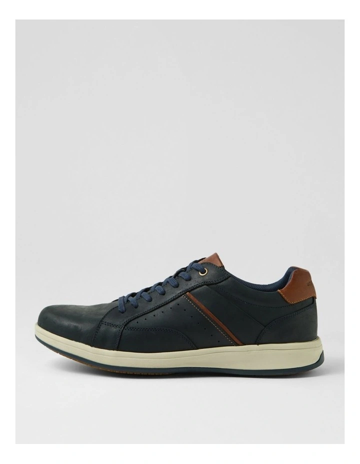 Jeb Navy Leather Lace Up Flats image 1