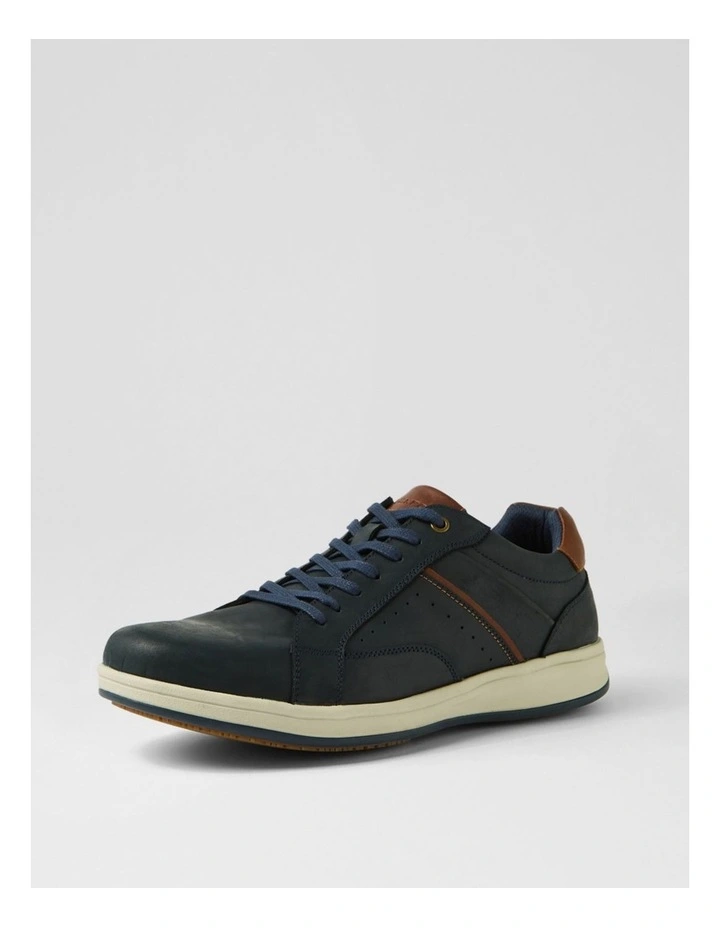 Jeb Navy Leather Lace Up Flats image 2