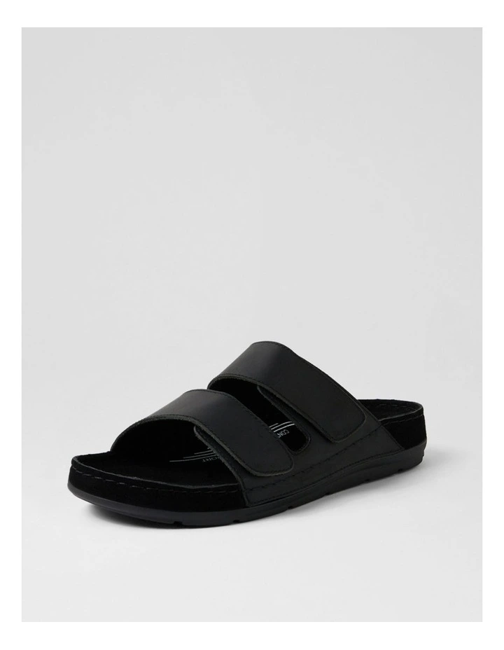 Pompei Black Crazyhorse Leather Slides image 2