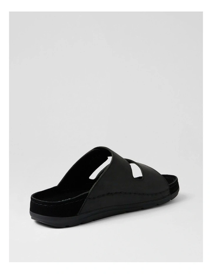 Pompei Black Crazyhorse Leather Slides image 3